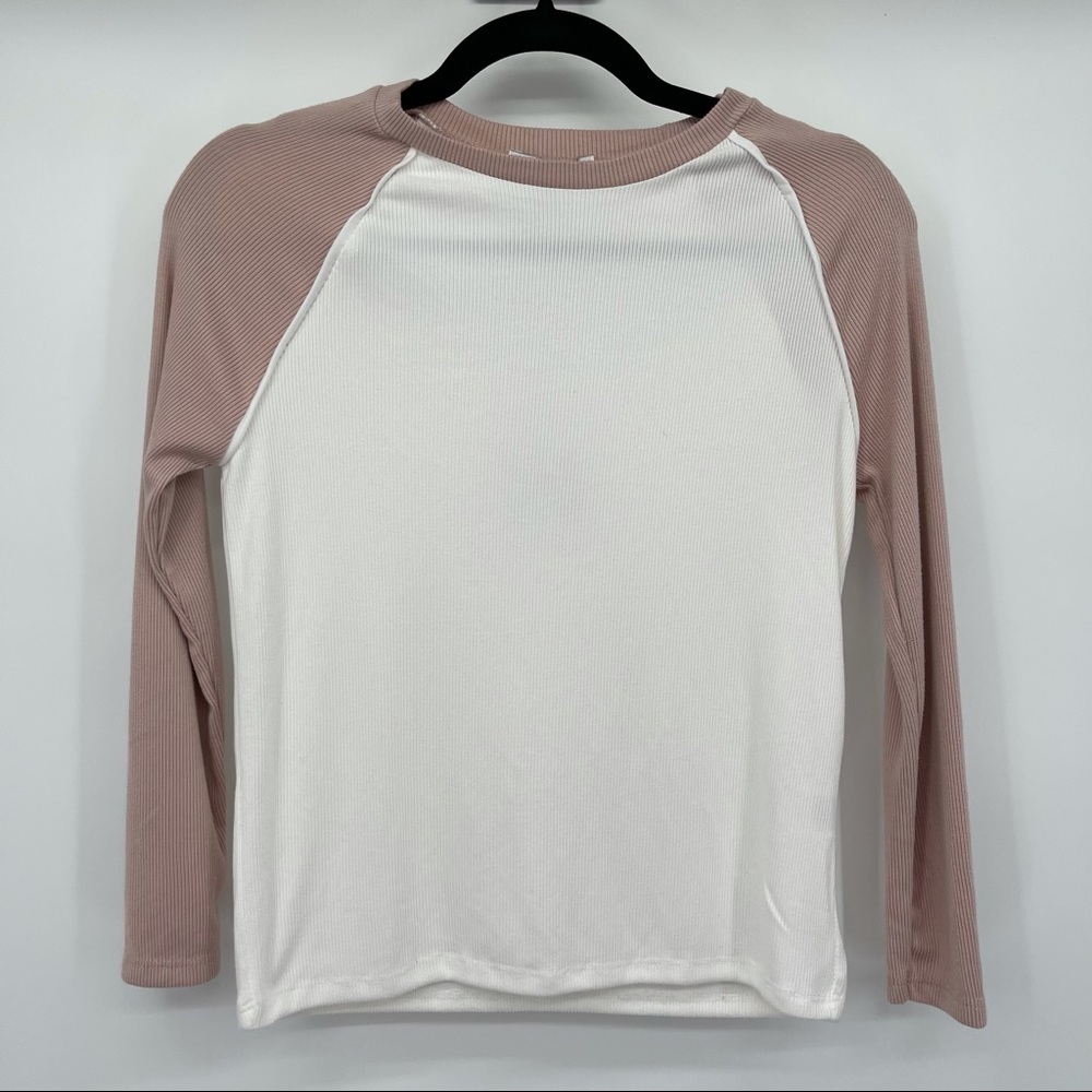 Poof New York Rib Knit Long Sleeve Baseball Tee